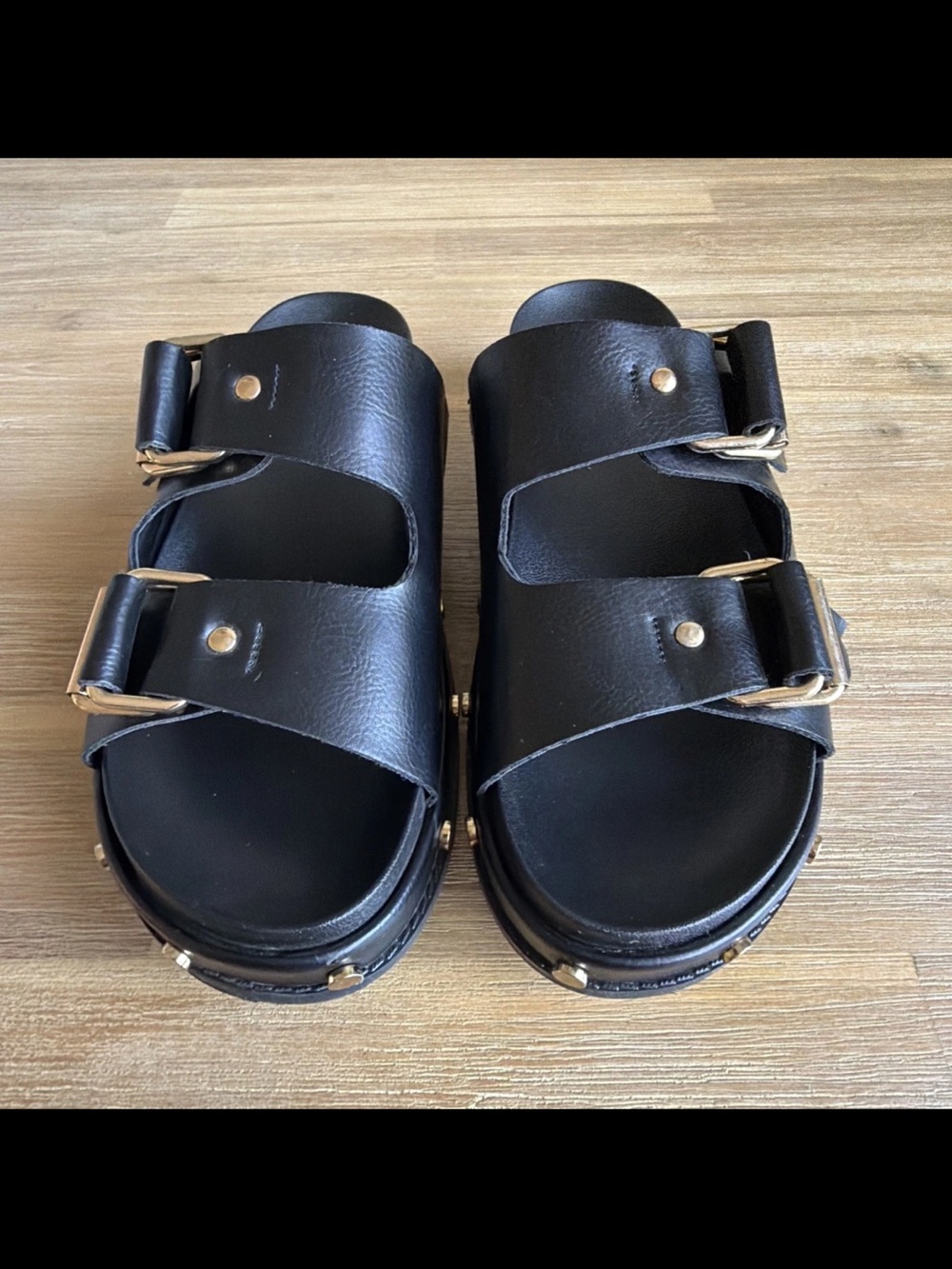 BCBG Platform Sandals  Generation Bamba Women's Size 9.5 Black with Gold Studs - Picture 7 of 12